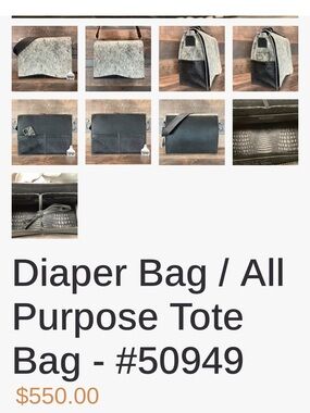 Diaper Bag / All-Purpose Tote - Gray and Black